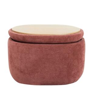 Puf mesa de centro en madera e tejido terracota