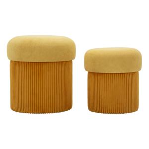 Puf mostaza con contenedor set 2 pzs cm ø 42x44-35x37
