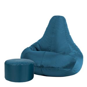 Puf reclinable con reposapiés de exterior azul pato