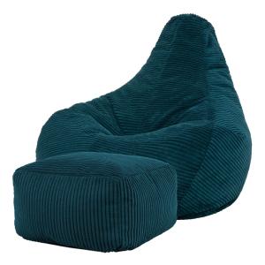 Puf reclinable con reposapiés en respaldo alto y pana pato…