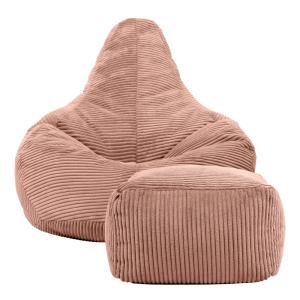 Puf reclinable con reposapiés en respaldo alto y pana rose
