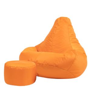 Puf reclinable con reposapiés exterior naranja