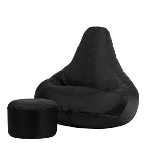 Puf reclinable con reposapiés exterior negro