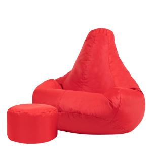 Puf reclinable con reposapiés exterior rojo