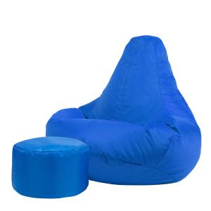 Puf reclinable con reposapiés para interior y exterior azul