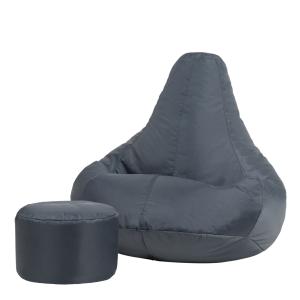 Puf reclinable con reposapiés para interior y exterior gris…