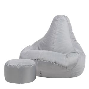 Puf reclinable con reposapiés para interior y exterior gris…