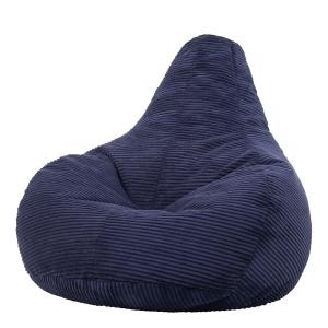 Puf reclinable en respaldo alto y pana azul marino