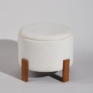 Puf redondo de almacenaje color crudo