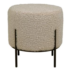 Puf redondo de tela bouclé y metal ø35,5cm - arena