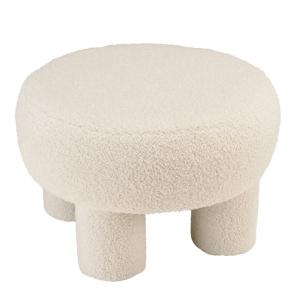 Puf redondo de tela de rizo blanco D50 cm