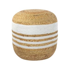 Puf redondo de yute y blanco d40 cm