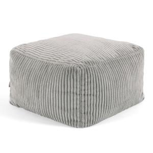 Puf reposapiés cuadrado de pana gris