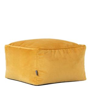 Puf reposapiés cuadrado de terciopelo amarillo ocre