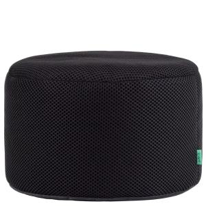 Puf reposapiés redondo de malla para juegos, negro