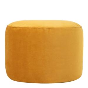 Puf reposapiés redondo de terciopelo amarillo ocre