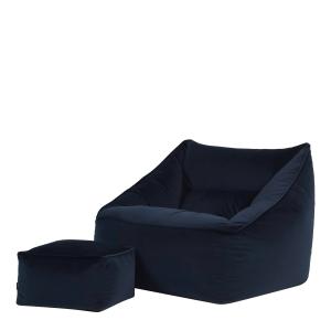 Puf sillón con reposapiés cuadrado de terciopelo noche azul…