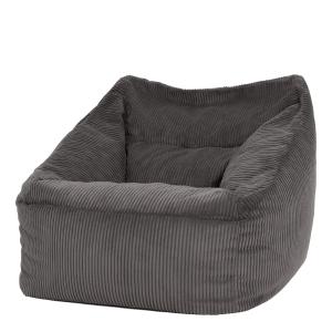 Puf sillón de pana gris antracita
