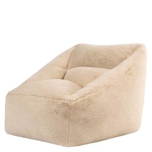 Puf sillón de piel sintética de conejo, beige