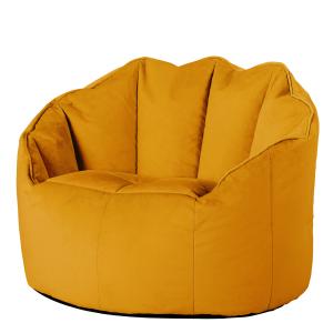 Puf sillón de terciopelo amarillo ocre