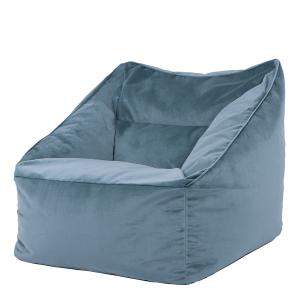 Puf sillón de terciopelo azul mineral