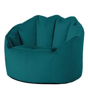 Puf sillón de terciopelo azul pato