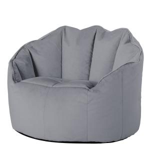 Puf sillón de terciopelo gris antracita