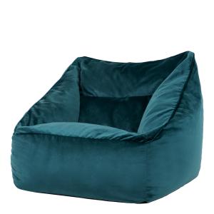 Puf sillón de terciopelo pato azul