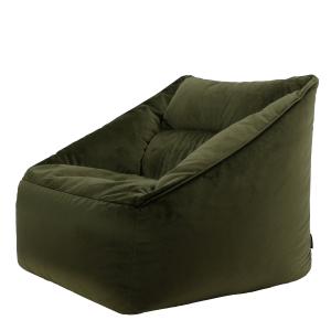 Puf sillón de terciopelo verde oliva