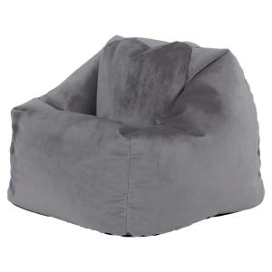 Puf sillón infantil de terciopelo gris antracita