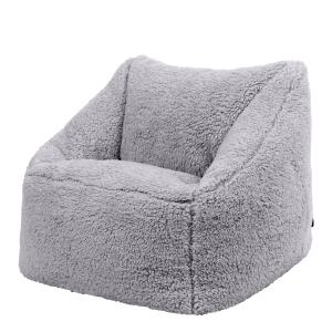 Puf sillón infantil sherpa gris claro
