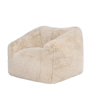 Puf sillón puf en imitación pelo y espuma elástica beige