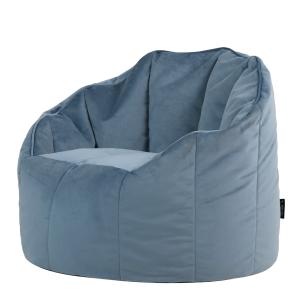 Puf sillón terciopelo azul mineral