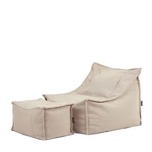 Puf sillón y reposapiés de exterior de olefina beige