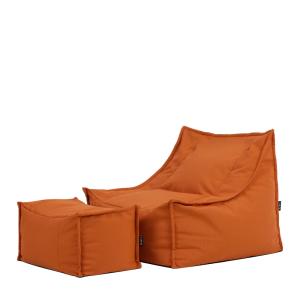 Puf sillón y reposapiés de exterior de olefina naranja quem…