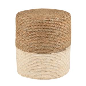 Puf trenzado en beige y marrón