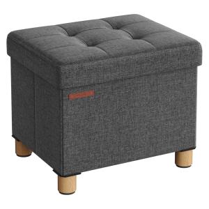Puff almacenaje de 32 x 40 x 33,5 cm de color gris oscuro