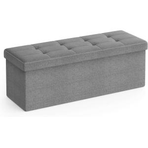 Puff almacenaje de 38 x 110 x 38 cm de color gris claro