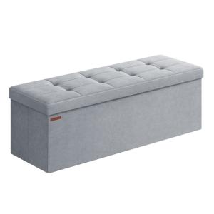 Puff almacenaje de 38 x 110 x 38 cm de color gris paloma