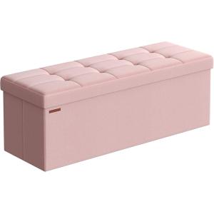 Puff almacenaje de 38 x 110 x 38 cm de color rosa jalea