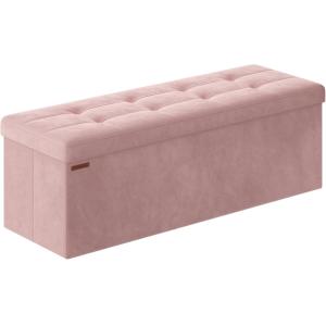 Puff almacenaje de 38 x 110 x 38 cm de color rosa jelea