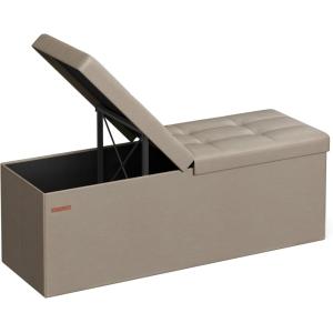 Puff almacenaje de 38 x 110 x 38 cm de color topo claro