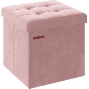 Puff almacenaje de 38 x 38 x 38 cm de color rosa jalea