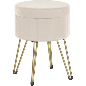 Puff almacenaje de 39 x 44,4 cm de color blanco crema