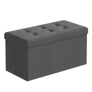 Puff almacenaje plegable de 38 x 76 x 38 cm de color gris