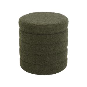 Puff baú de borreguito, verde kaki
