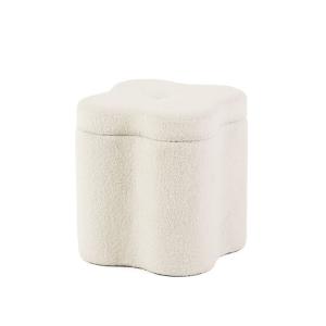 Puff baúl tejido teddy blanco