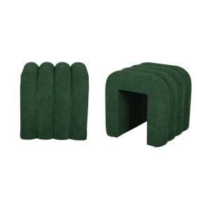 Puff contemporáneo de tela, set de 2, verde oscuro