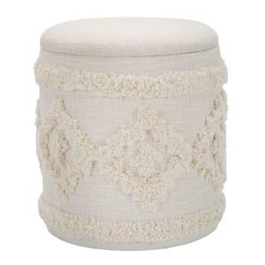 Puff contenedor redondo en tela beige ø cm 35x40