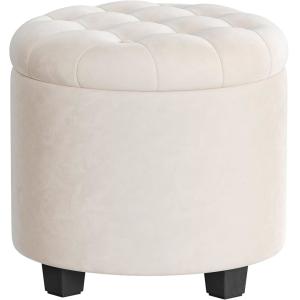 Puff de almacenamiento de terciopelo con patas de color bla…